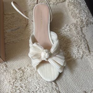 Women's Cream Sandals with Bow Detail